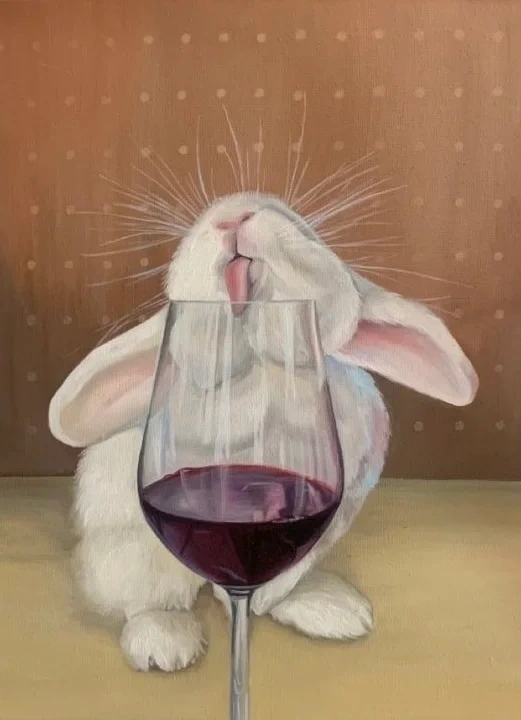 Рисуем зайчика и пьем вино