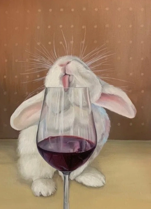 Рисуем зайчика и пьём вино